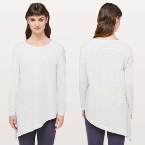Lululemon To The Point Long Sleeve Colour Space Dye Ice Grey Alpine White